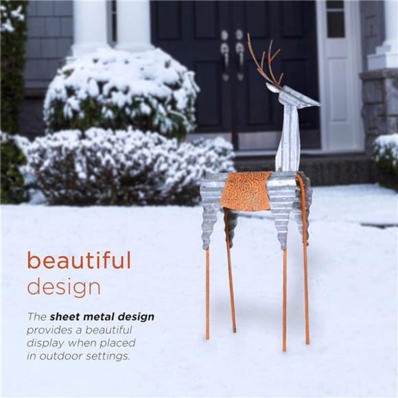 Alpine Sheet Metal Reindeer, Outdoor Festive Decoration 30 - Picture 5 of 6